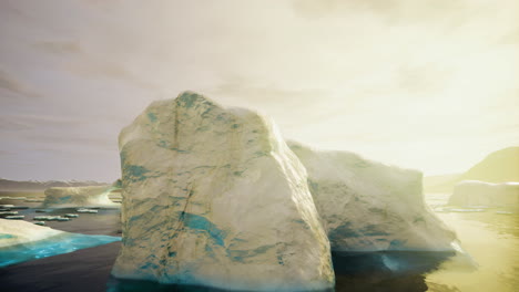 sunrise over an iceberg in a tranquil arctic sea landscape