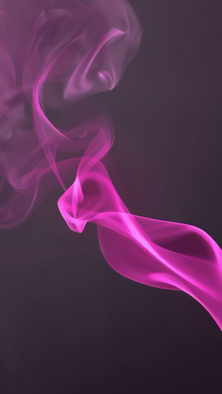 Video verticale: nastro rosa emergente che forma anelli e spirali su sfondo scuro sfumato