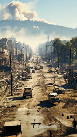 desolate urban landscape after disaster reveals destruction and decay