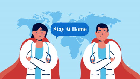 couple doctors with hero cloaks and earth planet