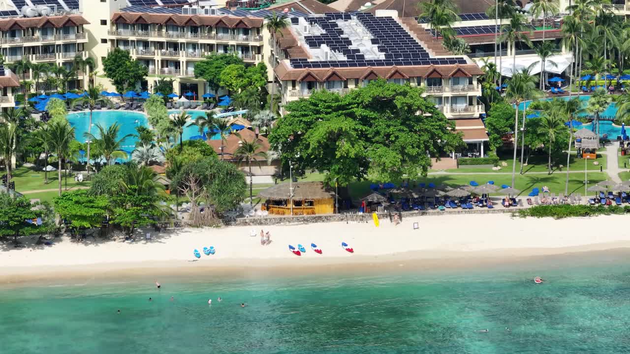 Leisure holiday in Phuket, resort with private beach, sunny day in Thailand. Travel destination