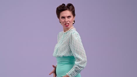 Retro Woman Displaying Various Emotions and Expressions