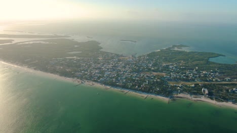 aerial view of  coastline of isla holbox