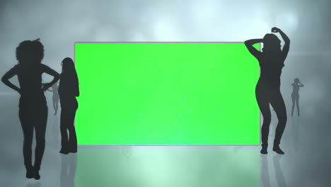 chroma key screens with silhouette dancing