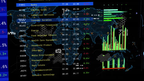 animation of financial data processing over world map