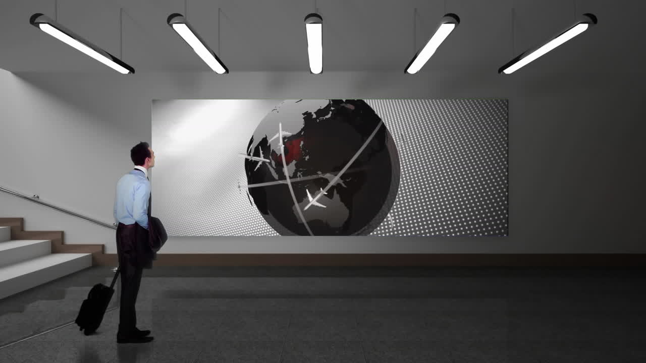 수하물 시계를 가진 남자