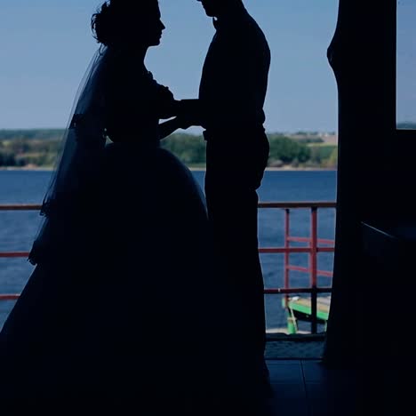 silhouette of young couple