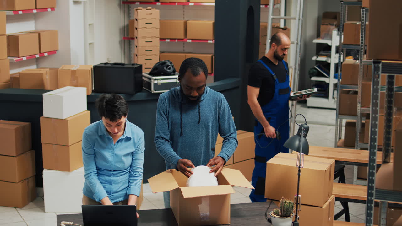 Warehouse workers preparing orders