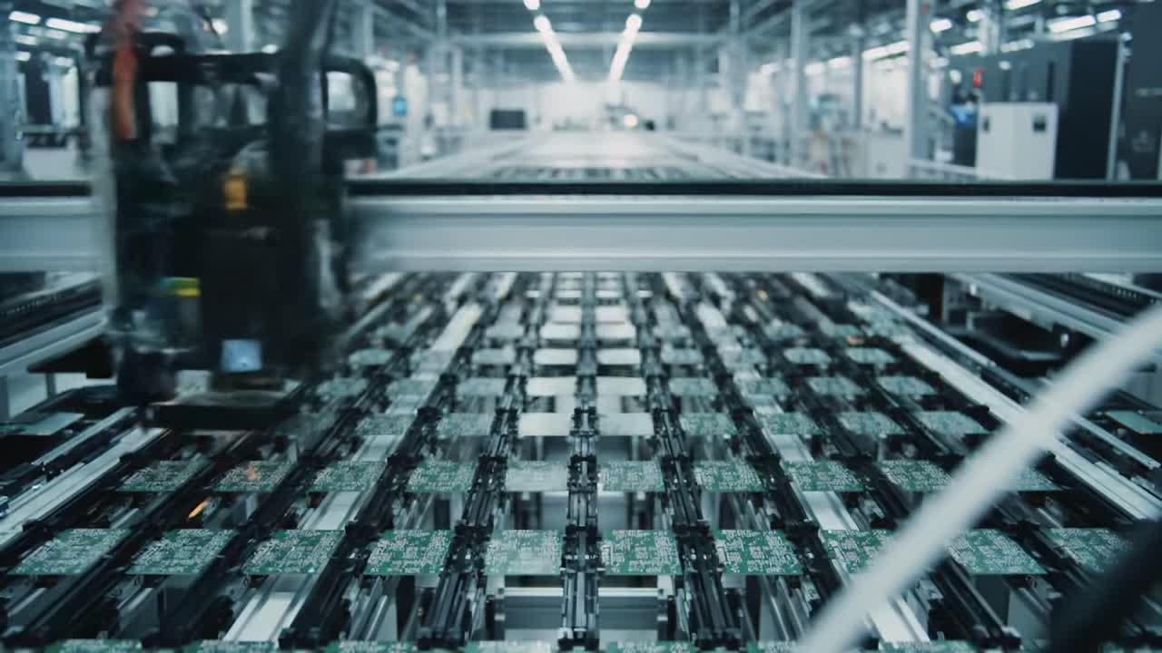 Automated Circuit Board Assembly Line in a Modern Factory