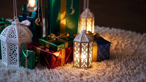 eid decorations with lanterns and gifts