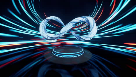 mobius belt with spin lines effect background, 3d rendering.