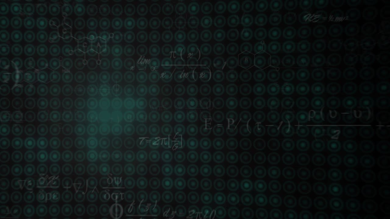 Derivative fading and chem diagram appearing, equations shifting, animating into dimming teal glow