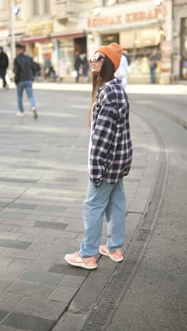 stylish woman in urban setting