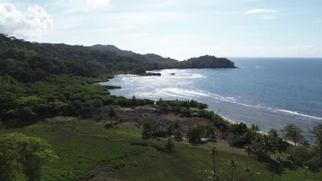 drone aerial view caribbean sea colon playa blanca, panama