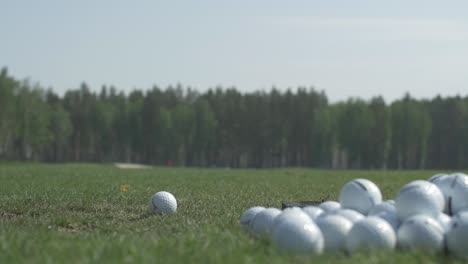 golf balls on driving range