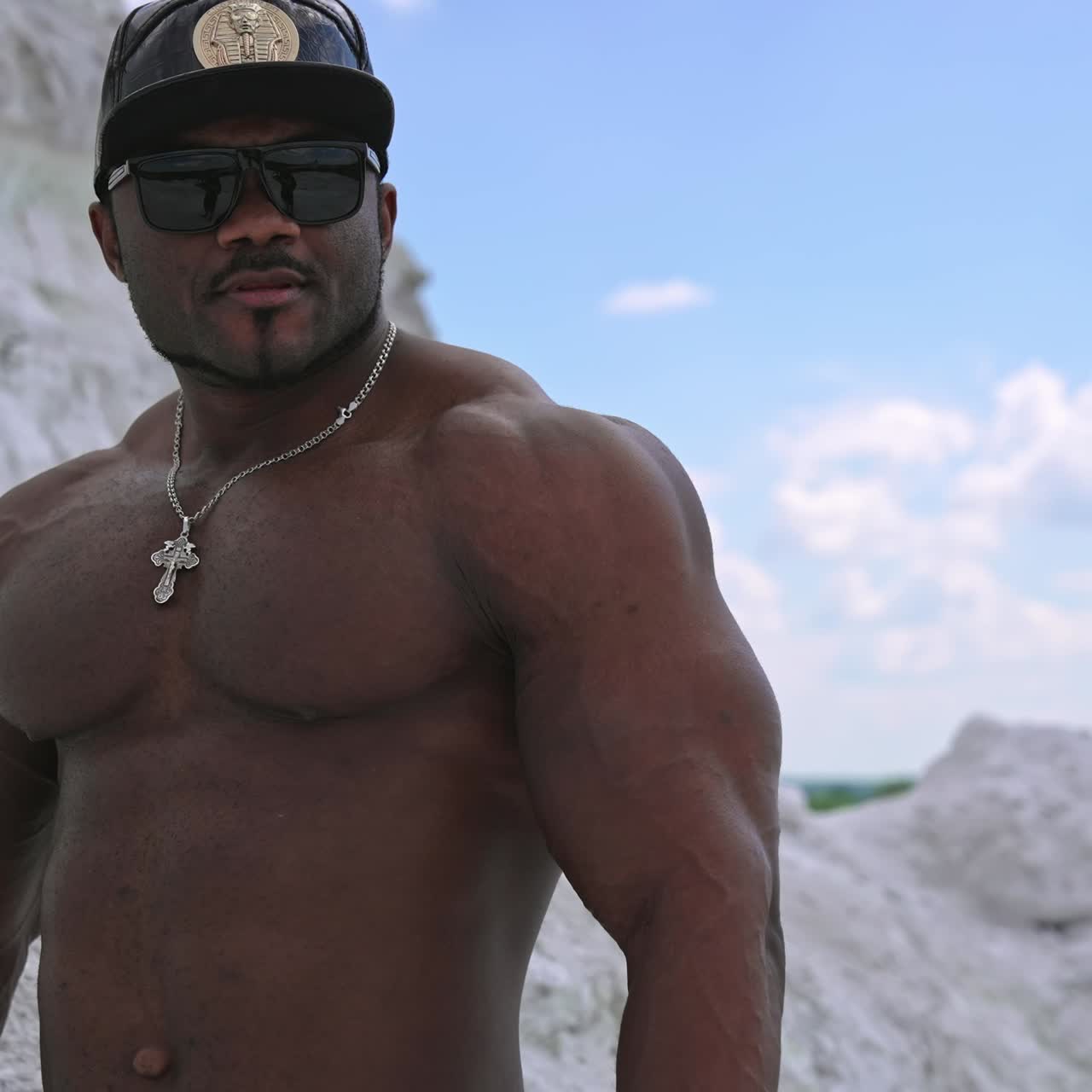 African black man model. Portrait of young black fitness guy