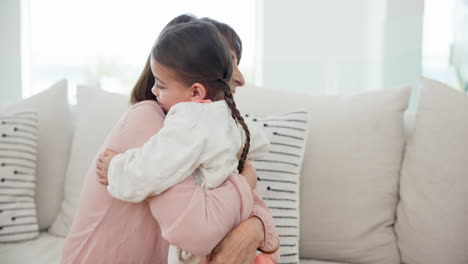 Hug,-love-and-mother-with-child-on-sofa