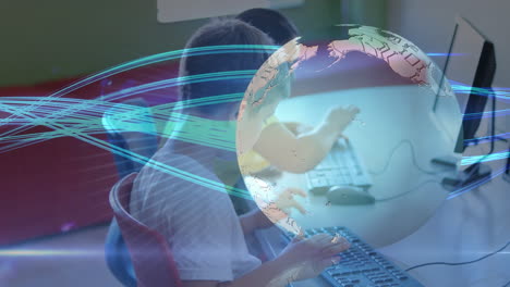 animación de la red de conexiones entre diversos escolares que utilizan computadoras