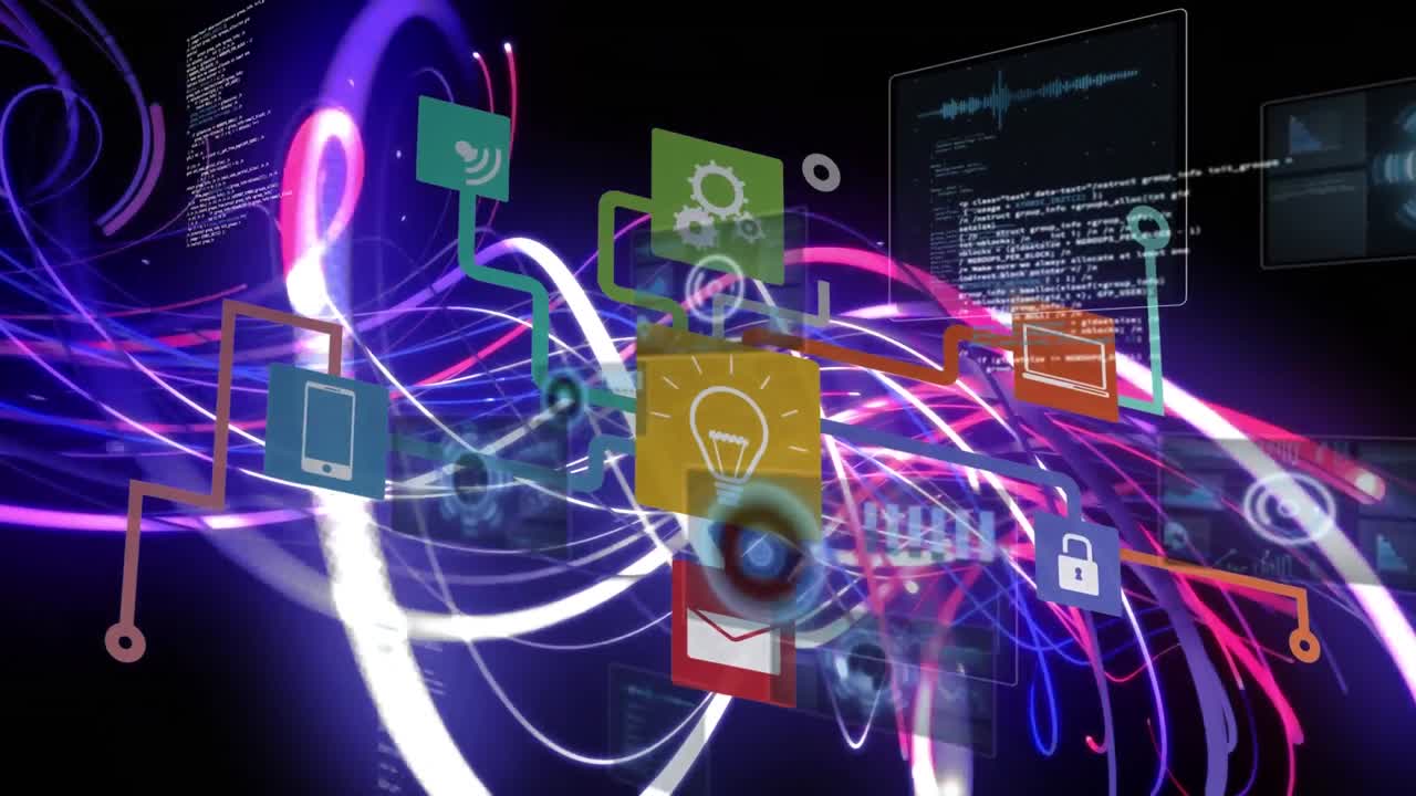 미디어 아이콘을 통해 데이터 처리의 애니메이션
