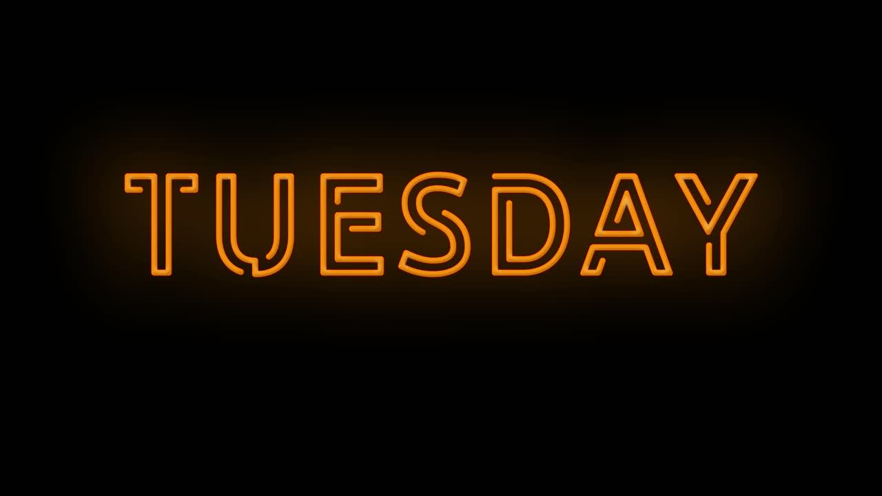 señal de martes naranja neón intermitente sobre fondo negro intermitente con parpadeo