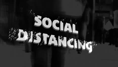 Social-distancing-text-against-people-walking