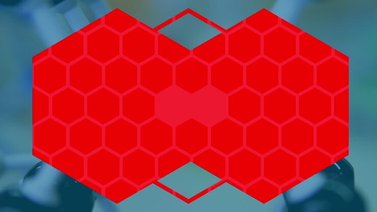 Abstract hexagonal shapes against close up of multiple equipment at laboratory