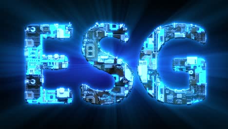 esg iluminación azul texto cibernético digital, aislado - video de bucle