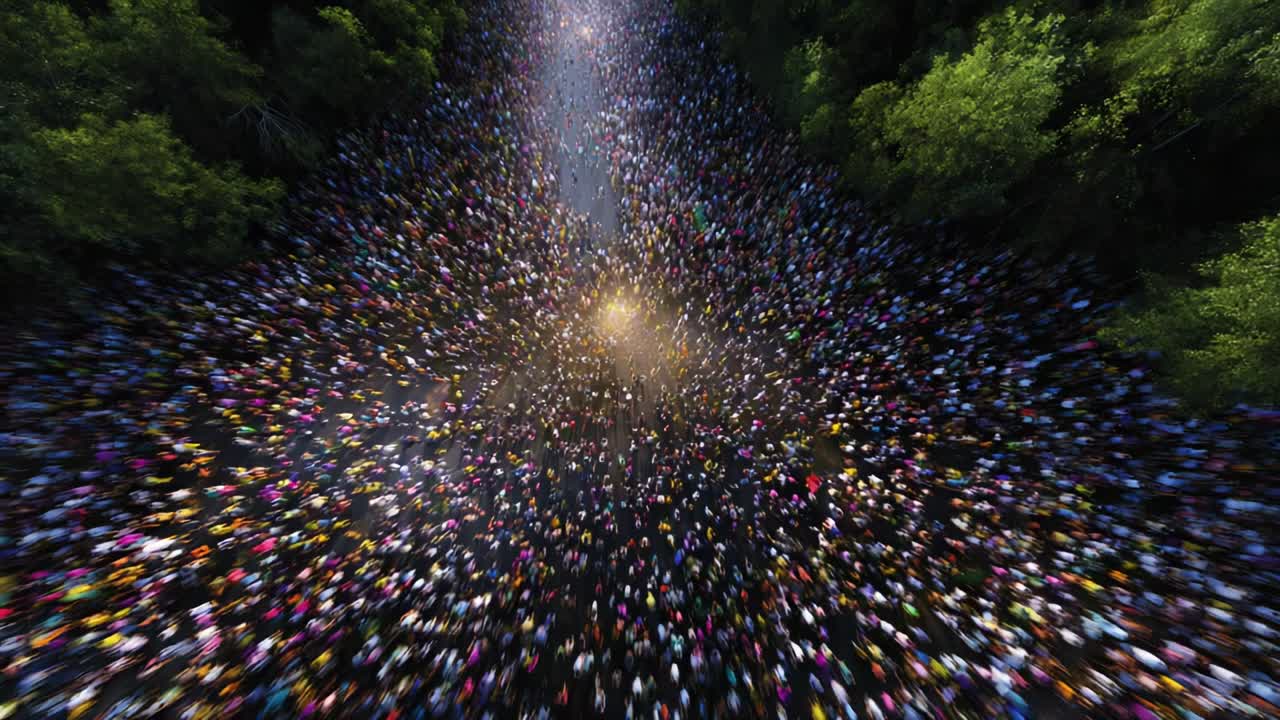 Large crowd of people on a road