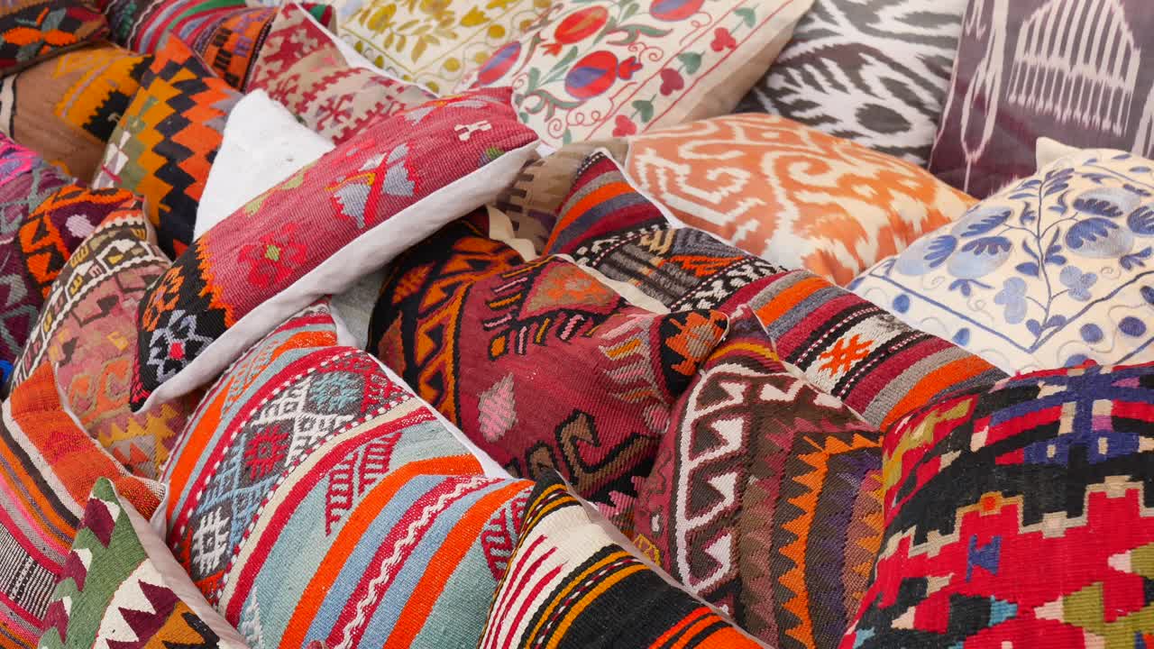 Colorful Pillows with Traditional Turkish Patterns