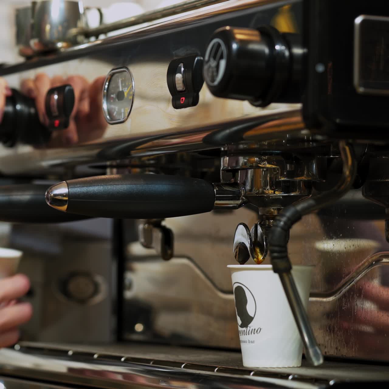 Making coffee with machine