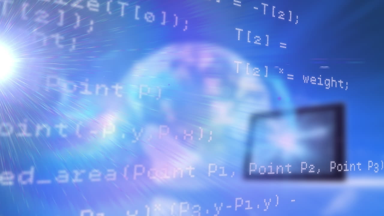 데이터 처리에 대한 빛의 반점의 애니메이션