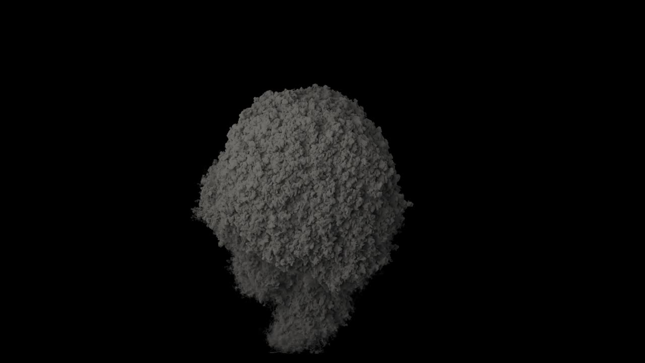 알파 채널과 함께 고립된 검은 배경에 검은 연기를 가진 폭발, 폭탄 또는 연료 폭발, 진짜 연기.