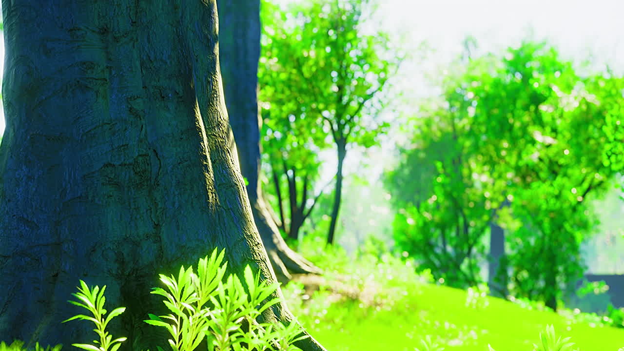 Lush greenery and towering trees create a peaceful nature retreat in spring