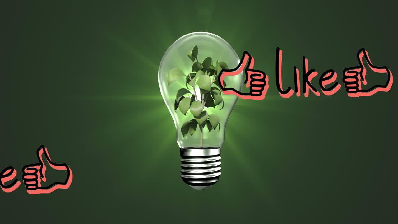 Animazione di testi simili su lampadina e pianta