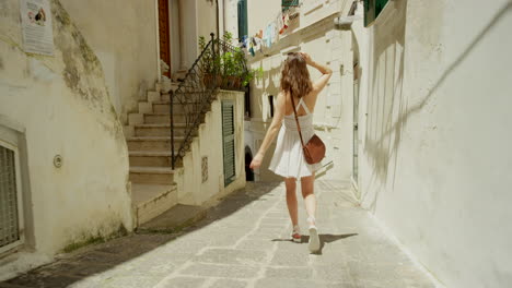 a young woman exploring a city during her holiday