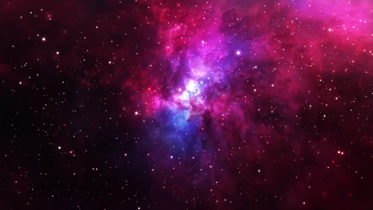 Seamless loop galaxy exploration through outer space towards glowing blue purple galaxy. 4K loop animation of flying through colorful nebulae, clouds and stars field. Elements furnished by NASA image