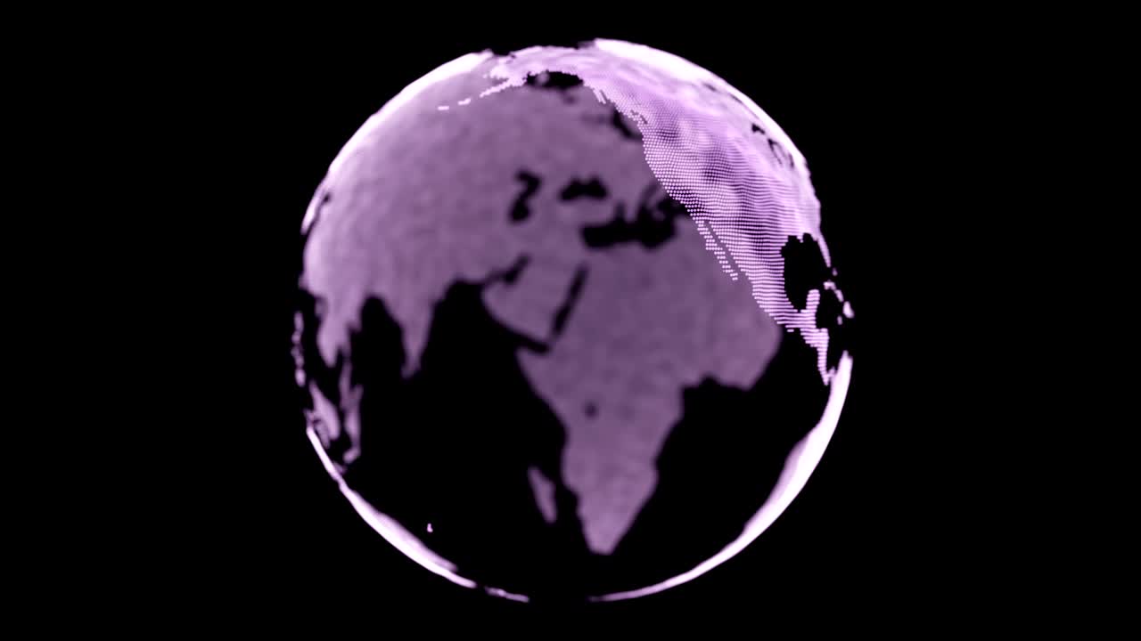 3d globo digital moderno de bucle de color rosa