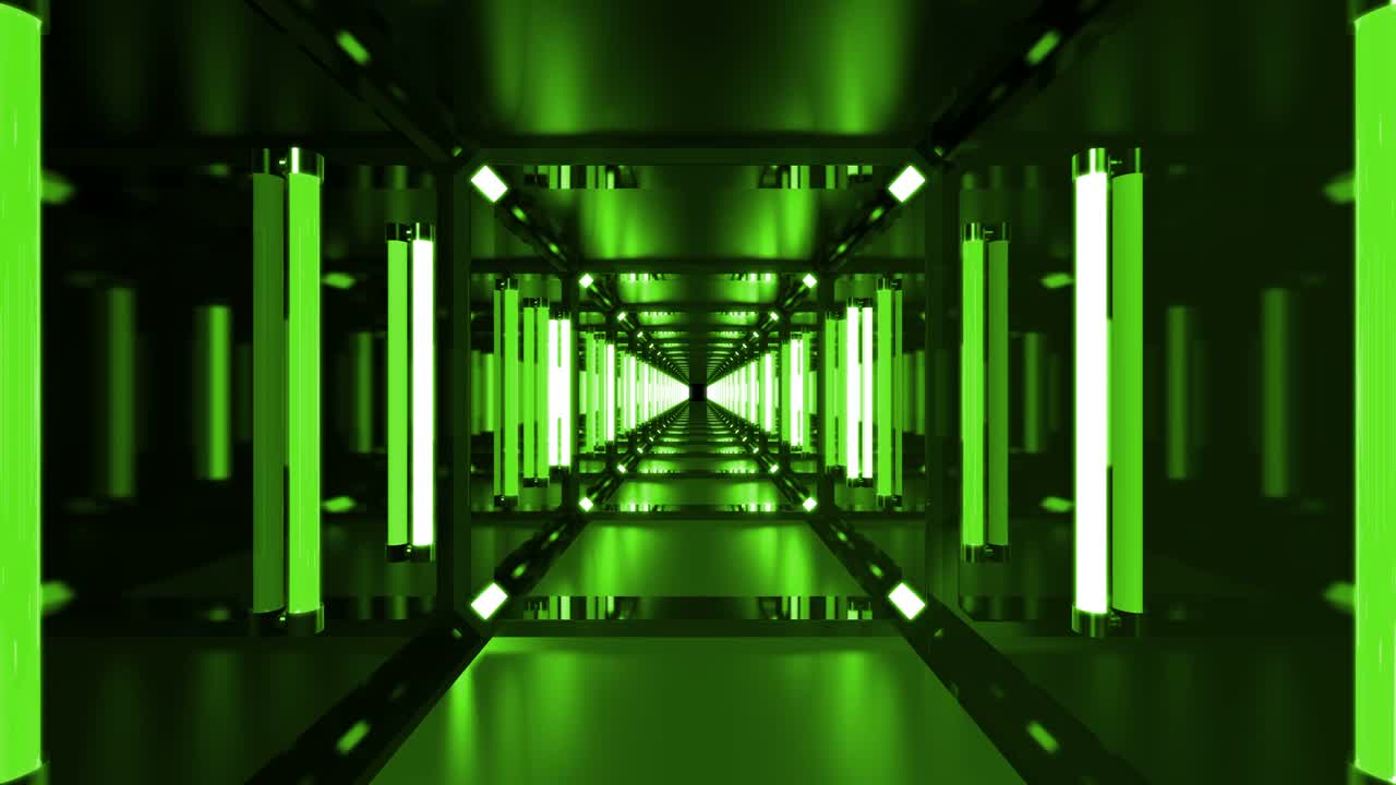 Loop astratto di tunnel di night club con sfondo verde
