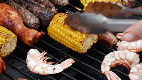 grilling corn on barbecue