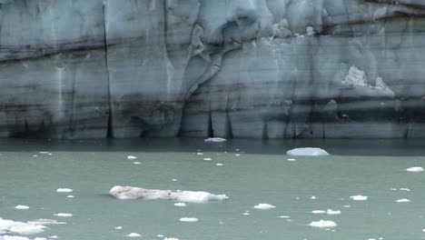 close-up of black sediment lines in the margerie glacier in alaska's glacier bay national park