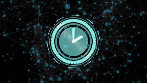 animación de la red de conexiones durante el reloj moviéndose rápidamente