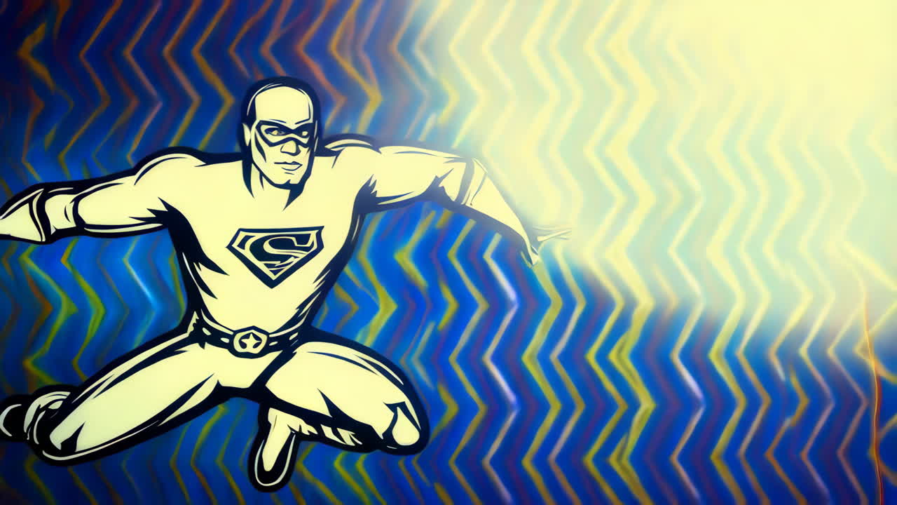 Stylized Superhero Against Dynamic Abstract Background