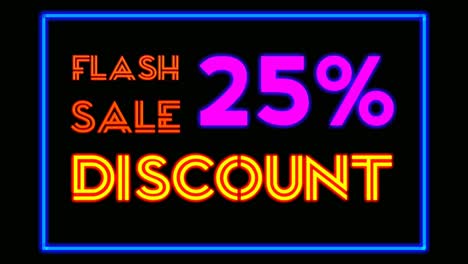 Neon-light-text-flash-sale-25-Percent-Discount-on-black-background-black-friday,big-sale-event-for-shop,retail,-resort,bar-display-promotion-business-concept