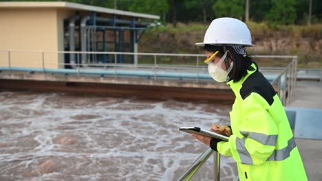 environmental engineers work at wastewater treatment plants