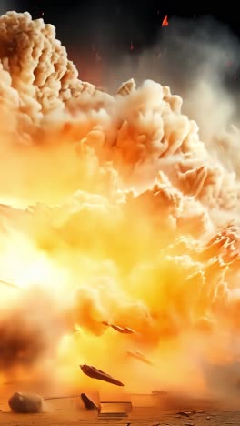 dramatic explosion creates vibrant clouds of smoke and fire at dusk