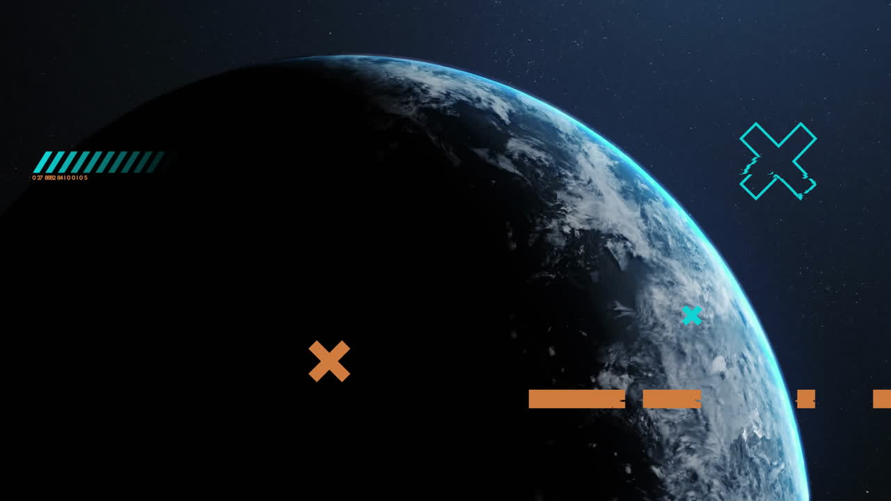 검은색 배경에서 지구상에서 움직이는 모양의 애니메이션