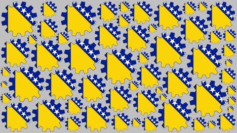el fondo giratorio de los engranajes de la bandera de bosnia