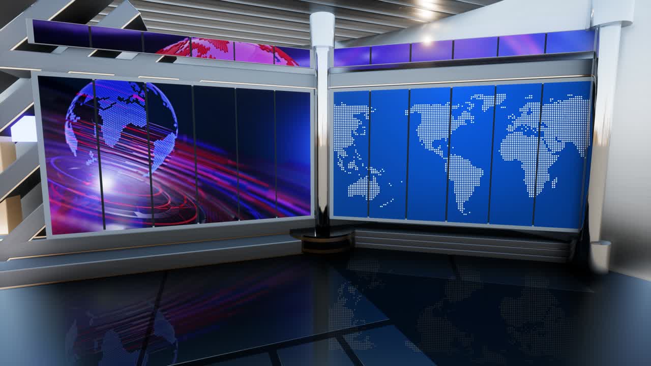 el conjunto de estudios de noticias de tv - bucle de fondo de pantalla verde virtual