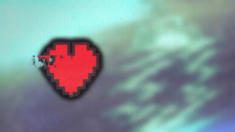 animation of interference over heart icon on blue background