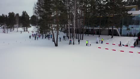 biathlon competition in a snowy landscape